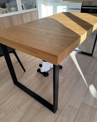 Tavolo allungabile,impiallacciatura di rovere/nero
