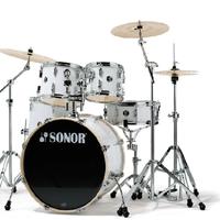 Batteria Sonor bianca con piatti Paiste