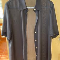 Camicia trasparente nera in seta