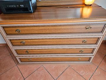 comò e comodino insieme legno massiccio