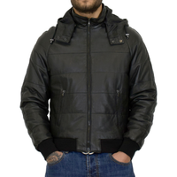 Piumino Giubbotto Uomo Vera Pelle Nero Bomber