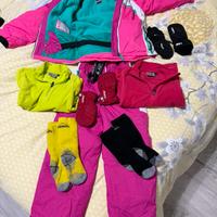 Tuta sci snowboard bambina guanti pile