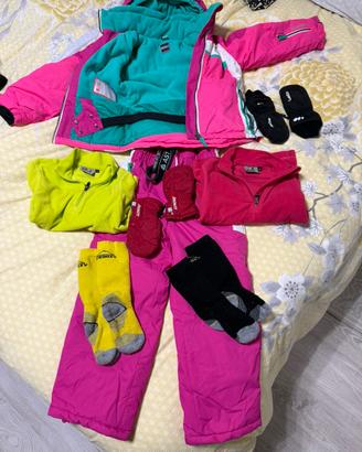 Tuta sci snowboard bambina guanti pile