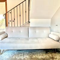 Divano letto 3 posti in Velluto Jehrd-beige crema