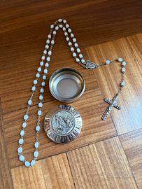 Rosario vintage con sua scatola San Cristoforo