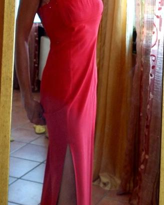 Vestito lungo rosso, stile impero, taglia 42