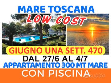 Marina di Bibbona appartamento piscina 27/6---4/7