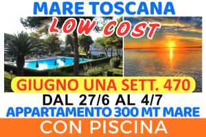 Marina di Bibbona appartamento piscina 27/6---4/7