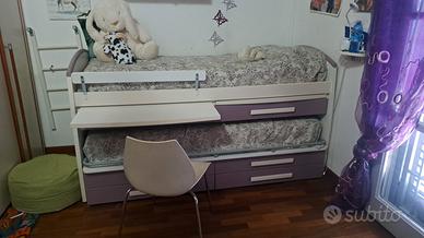 letto con scrivania e letto estraibile
