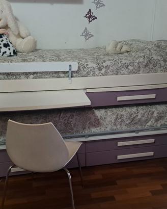 letto con scrivania e letto estraibile