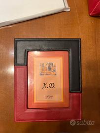 Cornice da tavolo in pelle borgogna e nera NUOVA