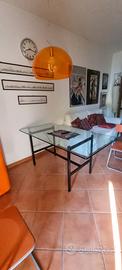 tavolo anni 70 con piano cristallo 
