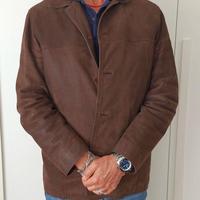 Giaccone uomo pelle vitello scamosciato marrone