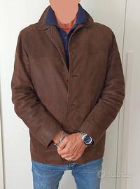 Giaccone uomo pelle vitello scamosciato marrone