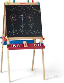 Cavalletto in legno lavagna 2in1 regolabile bimbi