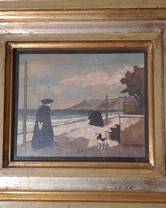 Quadro di Nino Caffè  "Passeggiata" (Pesaro) 1971