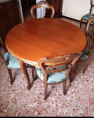 Tavolo con 6 sedie stile impero 