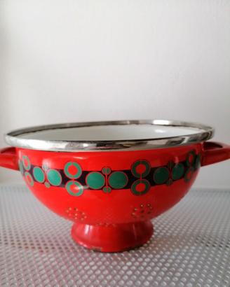 Scolapasta vintage smaltato rosso
