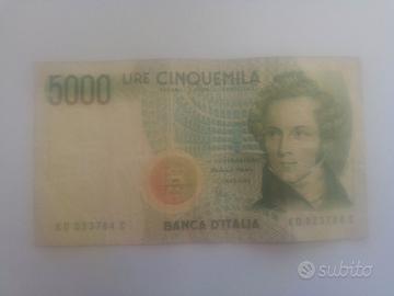 BANCONOTA DA 5000 MILA LIRE ORIGINALE