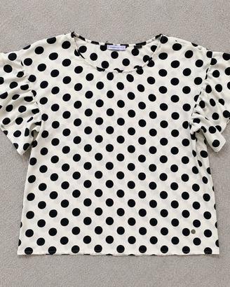 Motivi Blusa Donna a Pois Bianco Nero Taglia M
