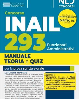 Concorso 293 INAIL - Funzionari amministrativi