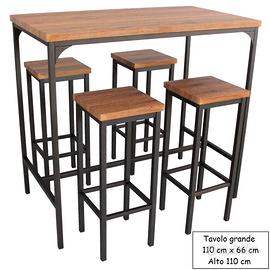 FIRENZE Set TAVOLO BAR Rettangolare e 4 SGABELLI