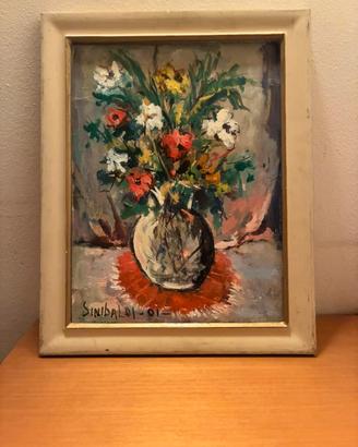 Quadro natura morta, vaso di fiori