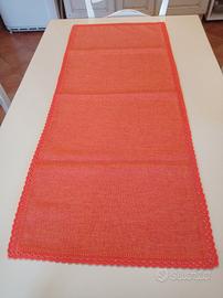 Runner in cotone con merletto ad uncinetto -nuovo