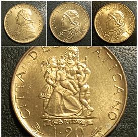 Lotto 3 pezzi 20 lire Vaticano Fdc