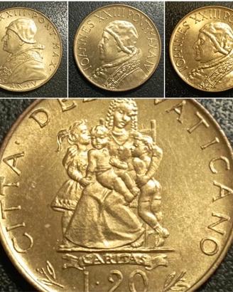 Lotto 3 pezzi 20 lire Vaticano Fdc