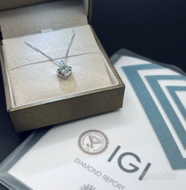 Collana punto luce diamante 0,70ct oro 18kt