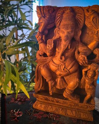 Pannello intagliato indiano Dio Ganesh