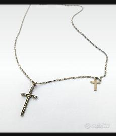 Collana in argento con doppia croce