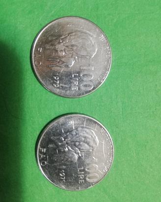 moneta 100 lire Fao con asse ruotato di 180 °