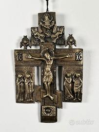 Croce Ortodossa Russa con Crocifissione - XVIII 