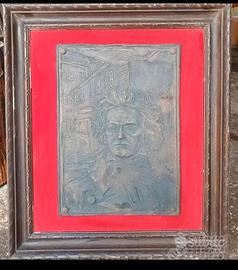 antico quadro bassorilievo in bronzo raffigurante 