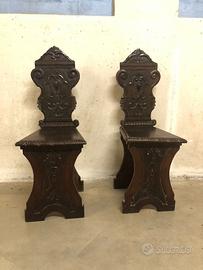 Coppia di scranni Neorinascimentali