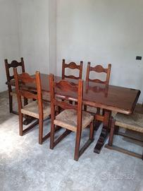 Tavolo in Legno Massello (200x90x75h) + 6 Sedie