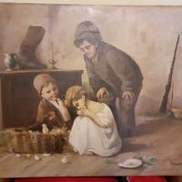 Dipinto  antico quadro olio su legno 1940 firmato