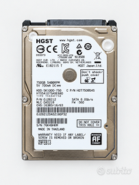 Hard disk HGST 750 GB 2,5" SATA – usato