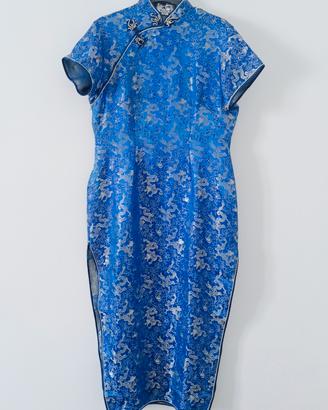 Qipao vintage abito tradizionale cinese lungo tg L