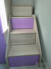 sponda letto,scala con cassetti, sedia girevole...