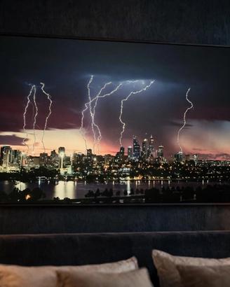 Tela - Quadro Skyline Notte con Fulmini