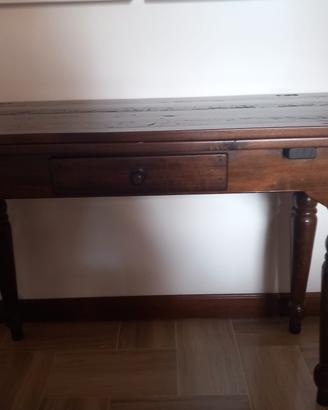 Tavolino antico in legno con chiusura a libro con 