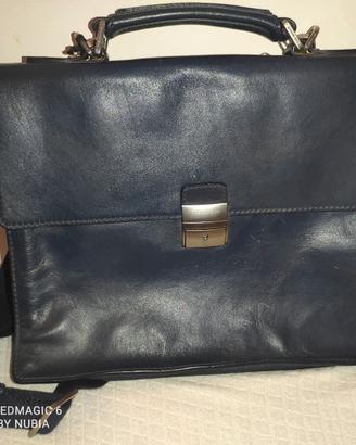 Cartella The Bridge vintage in vera pelle blu