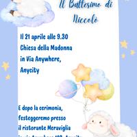 Inviti per il battesimo personalizzabili temi vari