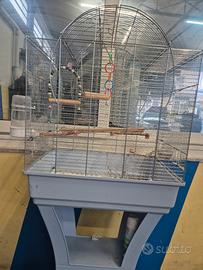 gabbia per pappagallo con piede