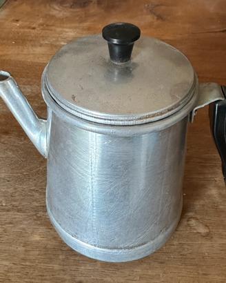 Caffettiera, teiera, in latta manico in bakelite