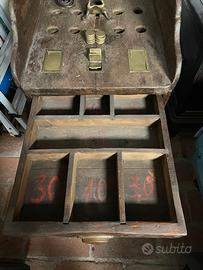 Antico gioco della rana - legno e bronzo - vintage