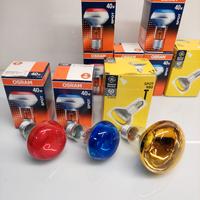 9 lampade spot Osram/GE R80 R63 40-60W colorate